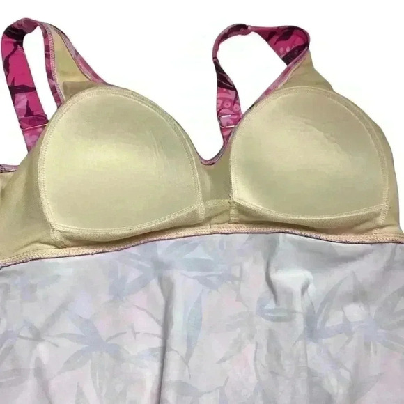 SwimsuitsForAll Women 12 Floral Padded Tankini Swim Top Pink Purple Ombre - Picture 8 of 12